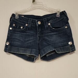 True Religion Blue Jean Shorts with Rolled Hem